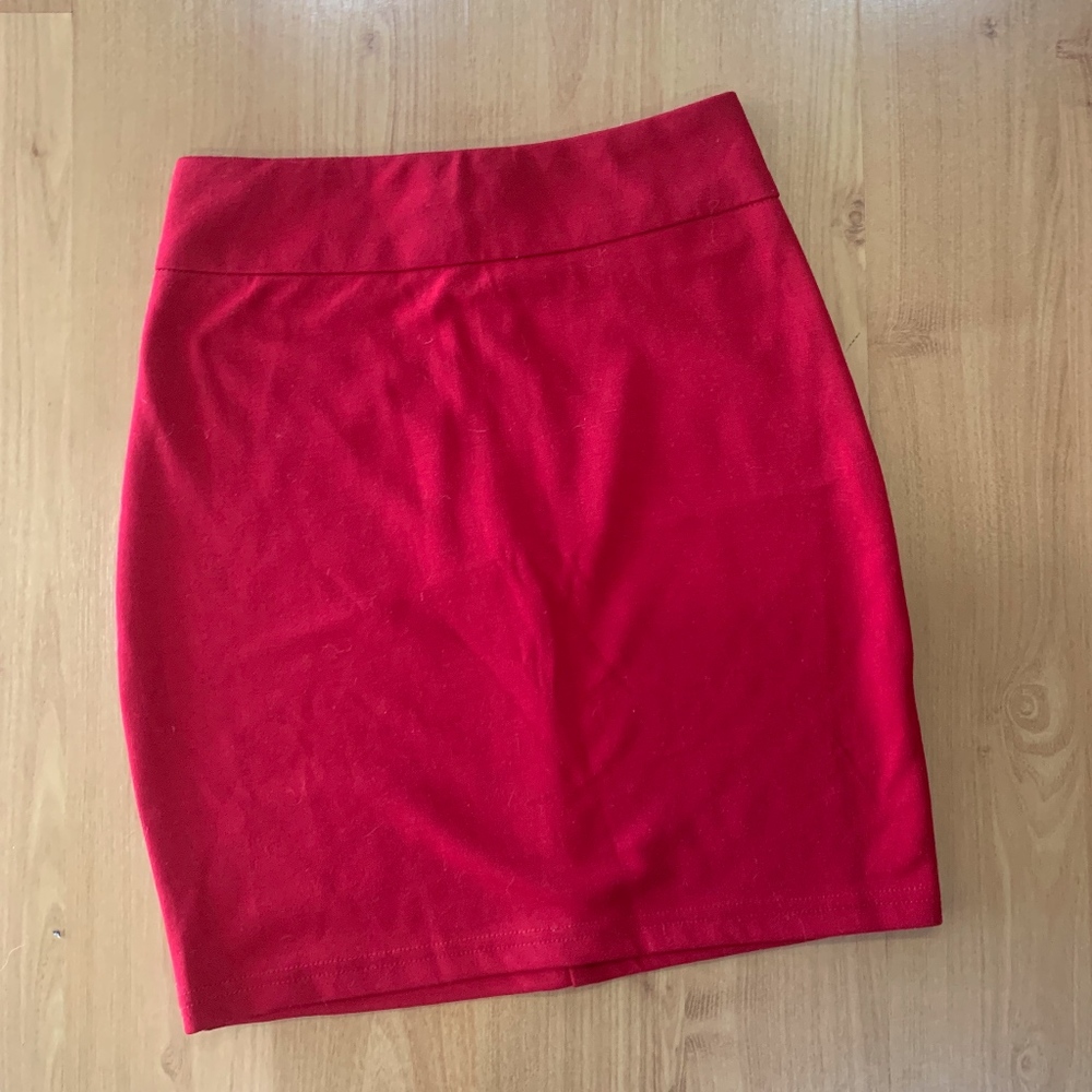 Red pencil skirt